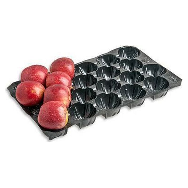 Alveolo negro de formato 30x50 con manzanas rojas en parte de las cavidades